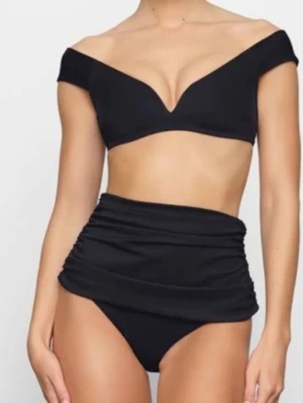 SKIMS Sculpting Swim Off Shoulder Top - ONYX